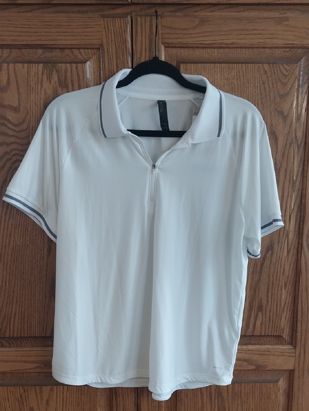 Mondetta NWT 1/4 Zip Short Sleeve Polo Shirt Size Large White Moisture Wicking